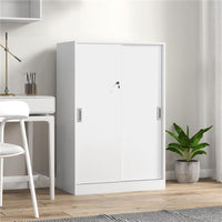 ARMADIETTO DA UFFICIO A 3 RIPIANI CON 2 CHIAVI DI SICUREZZA, IN TRUCIOLATO, 80X40X120 CM, BIANCO