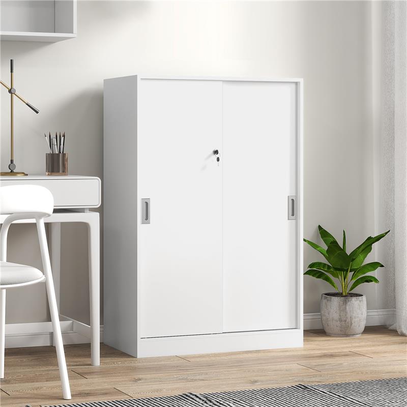 ARMADIETTO DA UFFICIO A 3 RIPIANI CON 2 CHIAVI DI SICUREZZA, IN TRUCIOLATO, 80X40X120 CM, BIANCO