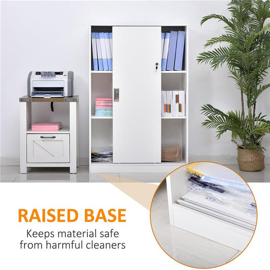 ARMADIETTO DA UFFICIO A 3 RIPIANI CON 2 CHIAVI DI SICUREZZA, IN TRUCIOLATO, 80X40X120 CM, BIANCO