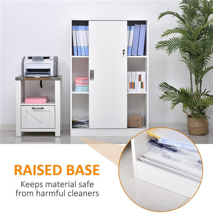 ARMADIETTO DA UFFICIO A 3 RIPIANI CON 2 CHIAVI DI SICUREZZA, IN TRUCIOLATO, 80X40X120 CM, BIANCO