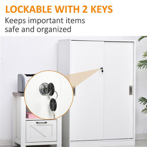 ARMADIETTO DA UFFICIO A 3 RIPIANI CON 2 CHIAVI DI SICUREZZA, IN TRUCIOLATO, 80X40X120 CM, BIANCO