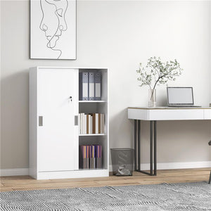 ARMADIETTO DA UFFICIO A 3 RIPIANI CON 2 CHIAVI DI SICUREZZA, IN TRUCIOLATO, 80X40X120 CM, BIANCO