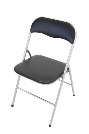 SEDIA PIEGHEVOLE SLIM NERA OPACA IN METALLO CON IMBOTTITURA 79HX45X44 CM OKX