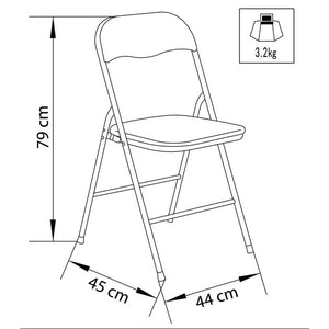 SEDIA PIEGHEVOLE SLIM NERA OPACA IN METALLO CON IMBOTTITURA 79HX45X44 CM OKX