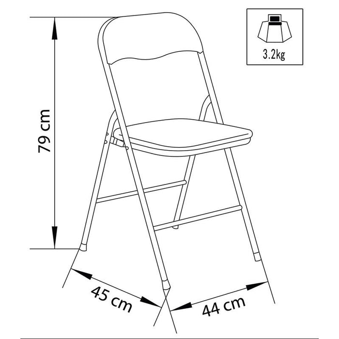 SEDIA PIEGHEVOLE SLIM NERA OPACA IN METALLO CON IMBOTTITURA 79HX45X44 CM OKX