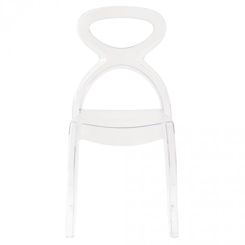 SEDIA PIGALLE IN POLICARBONATO CON SCHIENALE A FORMA DI ANELLO ELEGANTE COLORE TRASPARENTE 46,5X53X90H CM