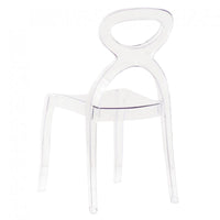 SEDIA PIGALLE IN POLICARBONATO CON SCHIENALE A FORMA DI ANELLO ELEGANTE COLORE TRASPARENTE 46,5X53X90H CM