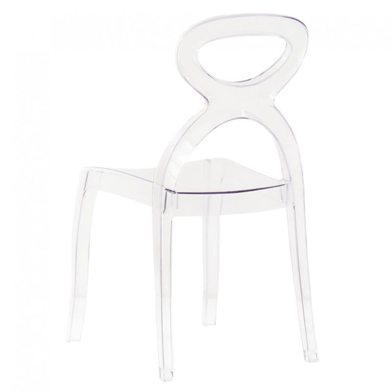 SEDIA PIGALLE IN POLICARBONATO CON SCHIENALE A FORMA DI ANELLO ELEGANTE COLORE TRASPARENTE 46,5X53X90H CM