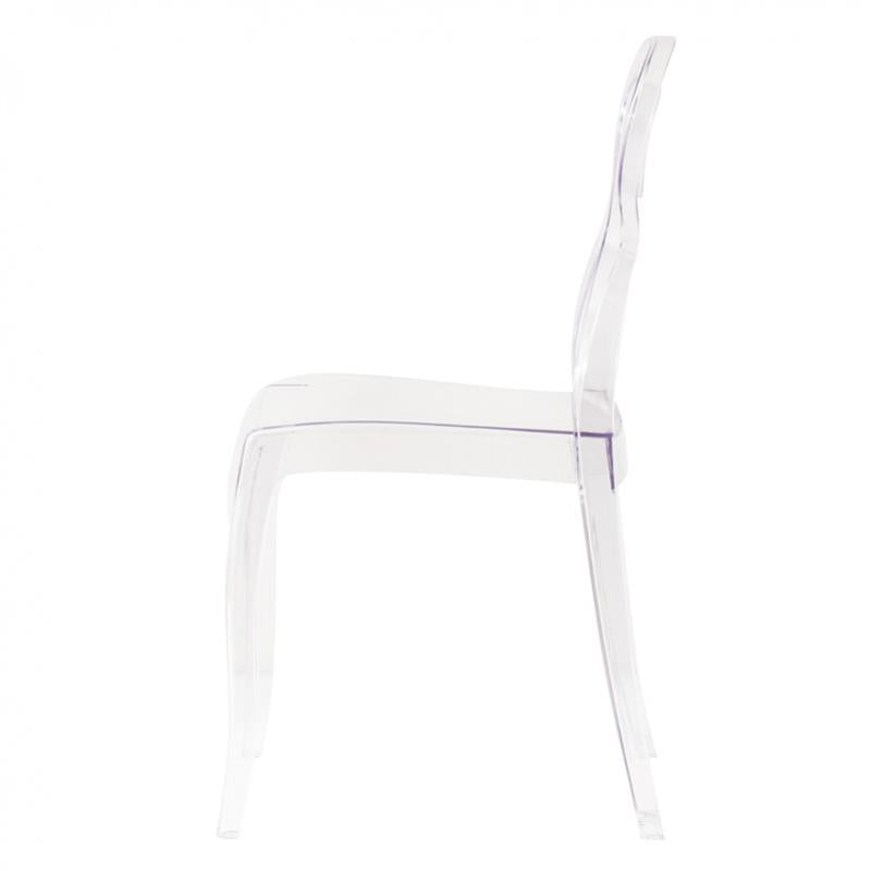 SEDIA PIGALLE IN POLICARBONATO CON SCHIENALE A FORMA DI ANELLO ELEGANTE COLORE TRASPARENTE 46,5X53X90H CM