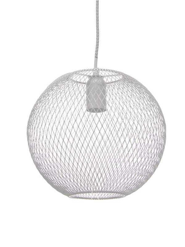LAMPADARIO A SFERA IN METALLO COLORE BIANCO DESIGN MODERNO 25X80 CM