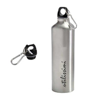 BORRACCIA IN ACCIAIO RESITENTE CON TAPPO NERO E GANCIO INCORPORATO 500ML