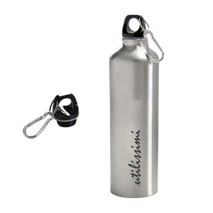 BORRACCIA IN ACCIAIO RESITENTE CON TAPPO NERO E GANCIO INCORPORATO 750ML