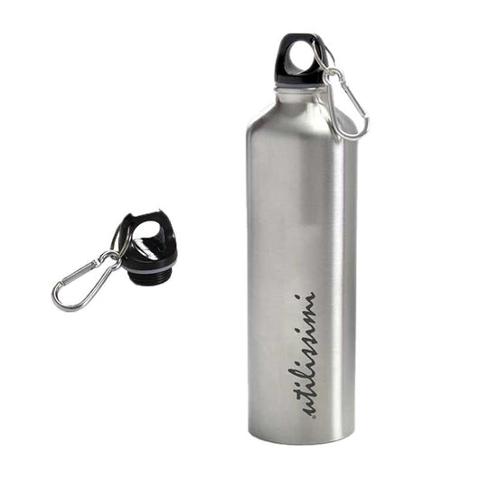 BORRACCIA IN ACCIAIO RESITENTE CON TAPPO NERO E GANCIO INCORPORATO 750ML