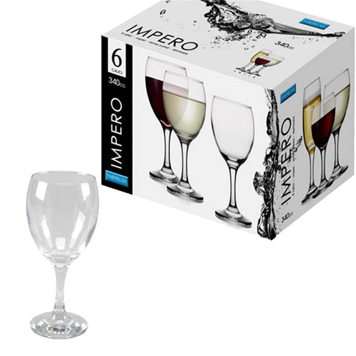 SET 6 CALICI IMPERO IN VETRO DA CUCINA ELEGANTI 340 CC