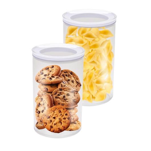 MA MAISON SET 2 CLEAR AND FRESH CONTENITORE RETTANGOLARE TRASPARENTE CON COPERCHIO BIANCO 1 LT