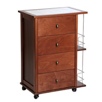 CASSETTIERA POKER + PORTABOTTIGLIE NOCE IN FAGGIO0 BASE INFERIORE MULTISTRATO DI BETULLA 4 CASSETTI PIANO MATTONELLE IN CERAMICA