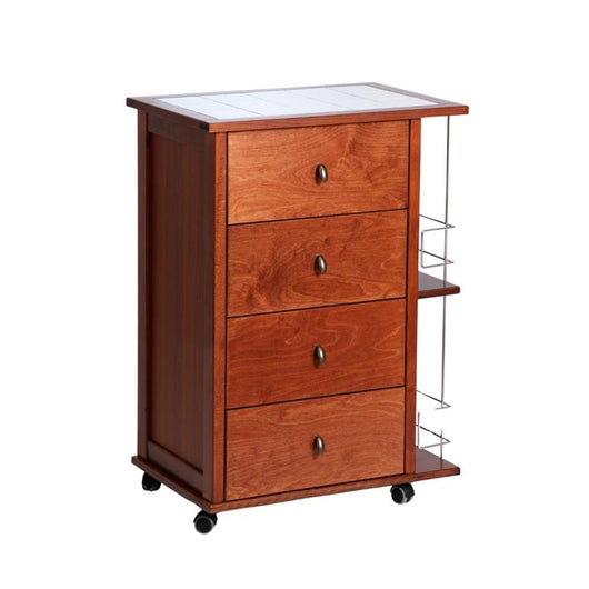 CASSETTIERA POKER + PORTABOTTIGLIE CILIEGIO IN FAGGIO BASE INFERIORE MULTISTRATO DI BETULLA 4 CASSETTI PIANO MATTONELLE IN CERAMICA