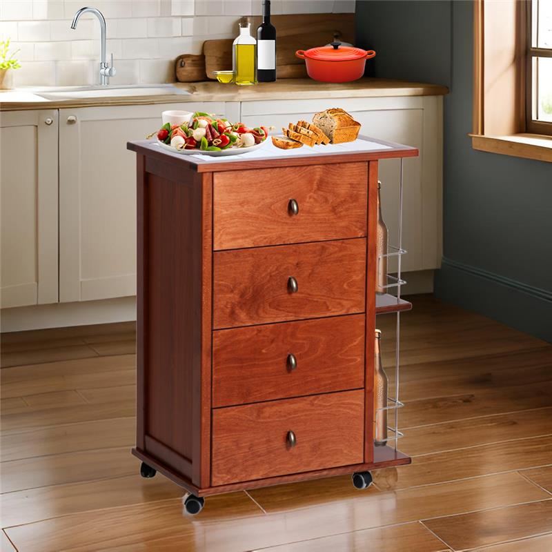 CASSETTIERA POKER + PORTABOTTIGLIE CILIEGIO IN FAGGIO BASE INFERIORE MULTISTRATO DI BETULLA 4 CASSETTI PIANO MATTONELLE IN CERAMICA