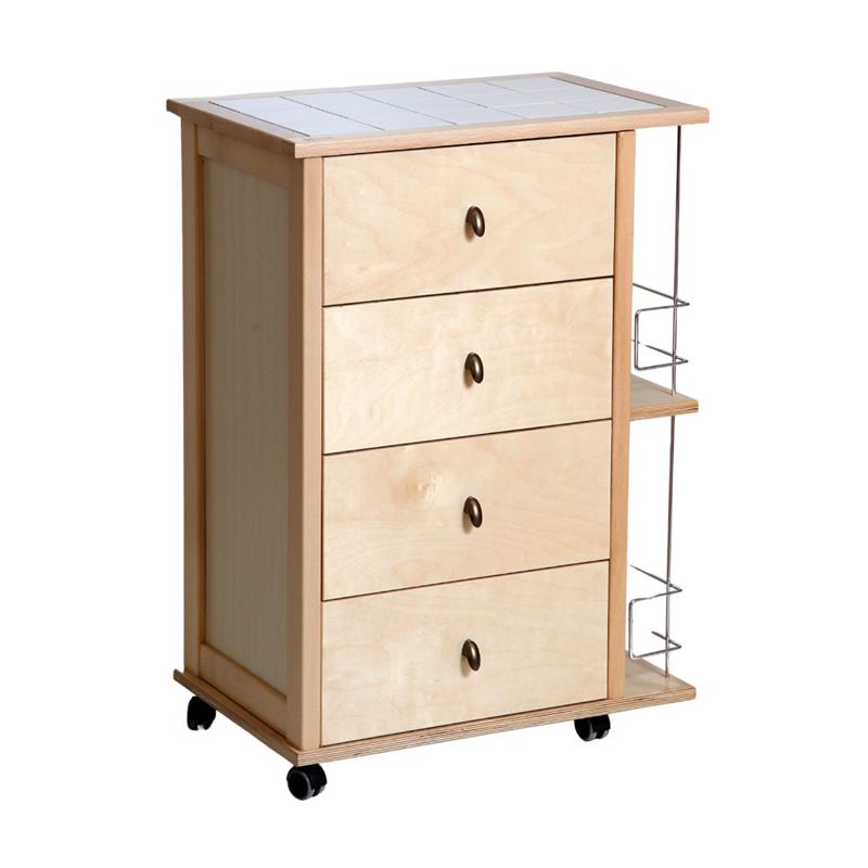 CASSETTIERA POKER + PORTABOTTIGLIE NATURALE IN FAGGIO BASE INFERIORE MULTISTRATO DI BETULLA 4 CASSETTI PIANO MATTONELLE IN CERAMICA