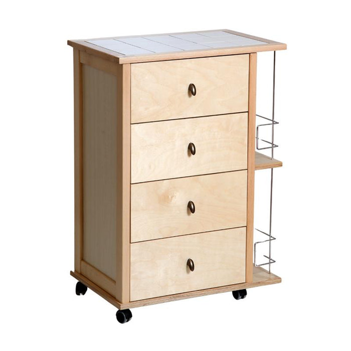 CASSETTIERA POKER + PORTABOTTIGLIE NATURALE IN FAGGIO BASE INFERIORE MULTISTRATO DI BETULLA 4 CASSETTI PIANO MATTONELLE IN CERAMICA