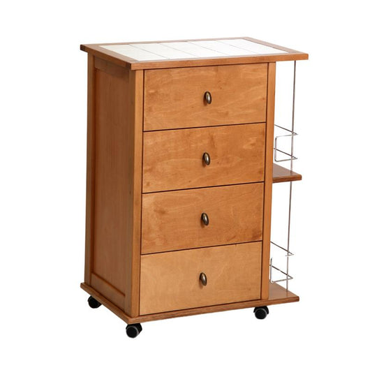 CASSETTIERA POKER + PORTABOTTIGLIE ROVERE IN FAGGIO BASE INFERIORE MULTISTRATO DI BETULLA 4 CASSETTI RUOTE IN PLASTICA GOMMATA