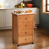 CASSETTIERA POKER + PORTABOTTIGLIE ROVERE IN FAGGIO BASE INFERIORE MULTISTRATO DI BETULLA 4 CASSETTI RUOTE IN PLASTICA GOMMATA