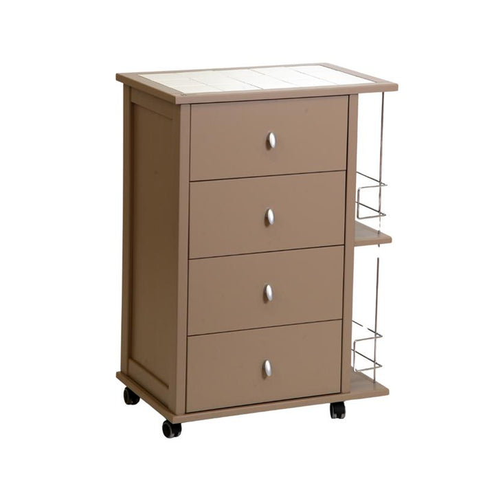 CASSETTIERA POKER + PORTABOTTIGLIE TORTORA  IN FAGGIO BASE INFERIORE MULTISTRATO DI BETULLA 4 CASSETTI RUOTE IN PLASTICA GOMMATA