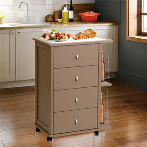 CASSETTIERA POKER + PORTABOTTIGLIE TORTORA  IN FAGGIO BASE INFERIORE MULTISTRATO DI BETULLA 4 CASSETTI RUOTE IN PLASTICA GOMMATA