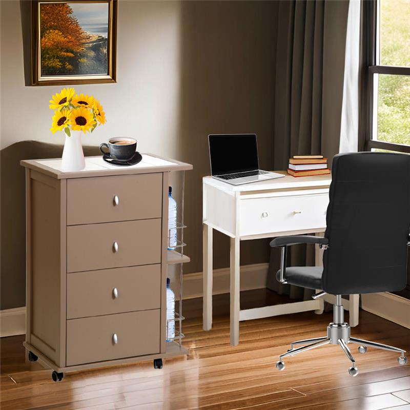 CASSETTIERA POKER + PORTABOTTIGLIE TORTORA  IN FAGGIO BASE INFERIORE MULTISTRATO DI BETULLA 4 CASSETTI RUOTE IN PLASTICA GOMMATA