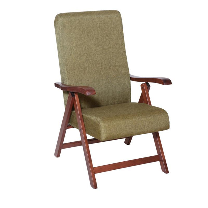 POLTRONA MIAMI NOCE VERDE IN FAGGIO CON IMBOTTITURA POGGIATA SU CINGHIE SCHIENALE REGOLABILE IN QUATTRO POSIZIONI