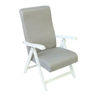 POLTRONA MIAMI BIANCA IN FAGGIO E TESSUTO COLORE GRIGIO CON IMBOTTITURA E SCHIENALE REGOLABILE IN 4 POSIZIONI OKX