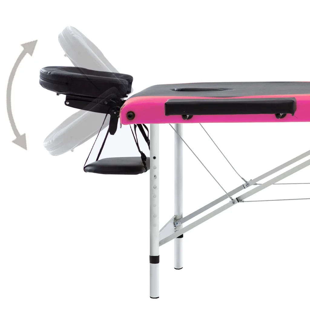 Lettino da Massaggio a 3 Sezioni in Alluminio Nero e Rosa cod mxl 21705