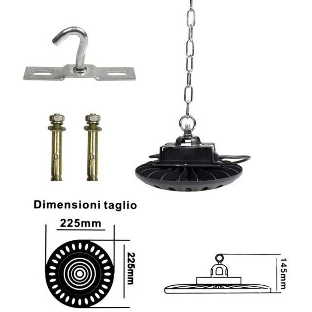 Trade Shop - Lampada Led Industriale Forma Ufo Catena 50 Watt Capannone Luce 6500k F50w-nf9 -