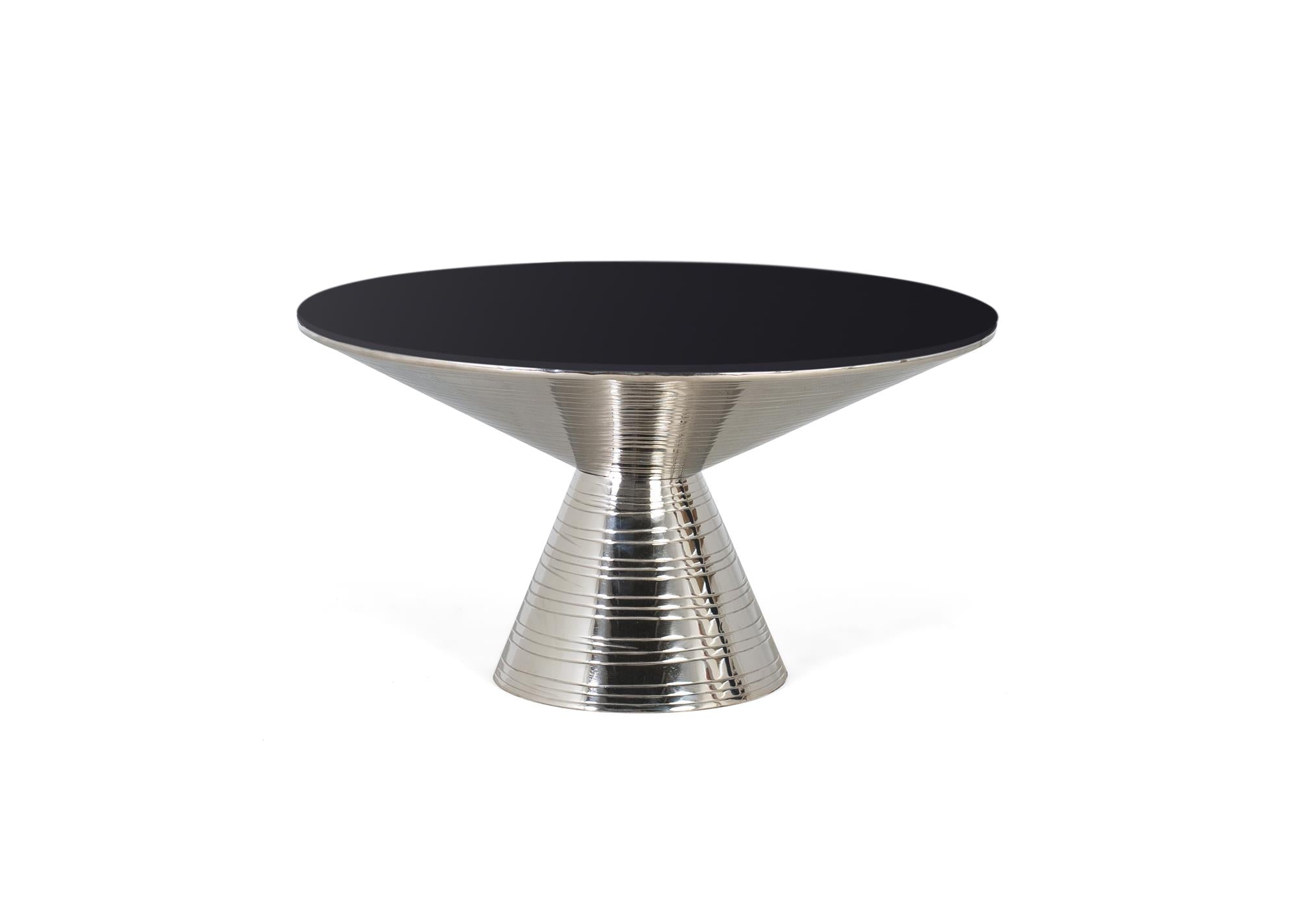 Tavolino in vetro temperato e base in metallo 40x76 cm