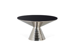 Tavolino in vetro temperato e base in metallo 40x76 cm