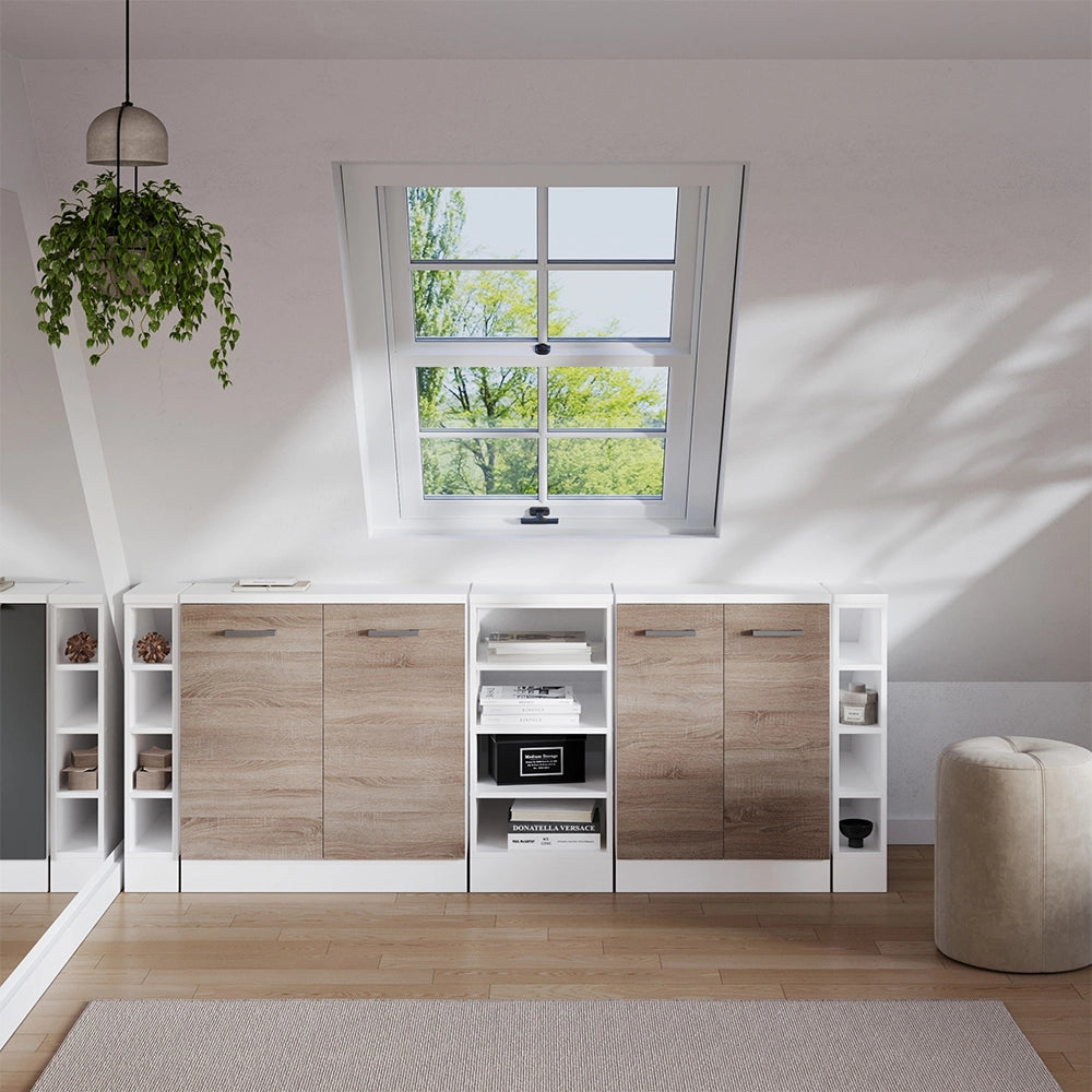 Set di mobili sottotetto Rion Sonoma/Bianco 210 cm Set di 5 carcasse armadio profondità 60 cm Vicco