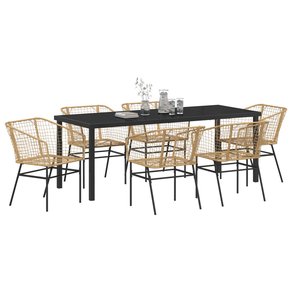 Set di Mobili da Pranzo da Giardino 7 Pezzi Marrone Polyrattan