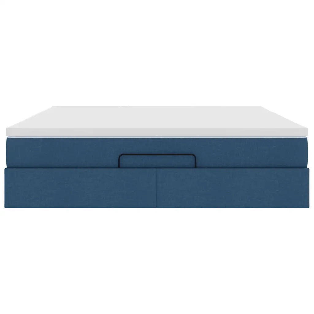 Struttura Letto Pouf con Materasso Blu 180x200cm in Tessuto