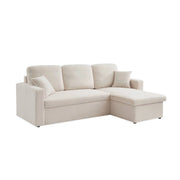 Divano letto angolare reversibile in bouclé, 3 posti, crema