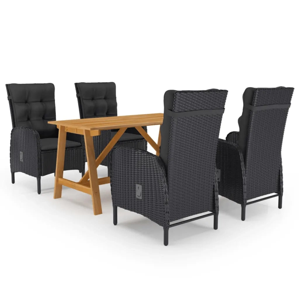 Set Mobili da Pranzo per Giardino 5 pz Nero cod mxl 41276
