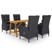 Set Mobili da Pranzo per Giardino 5 pz Nero cod mxl 41276