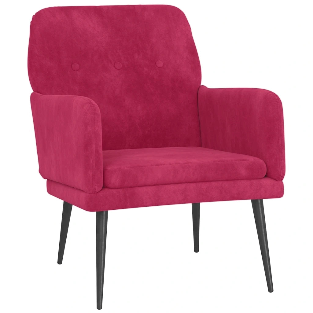 Poltrona | Sedia Relax Rosso Vino 62x79x79 cm Velluto