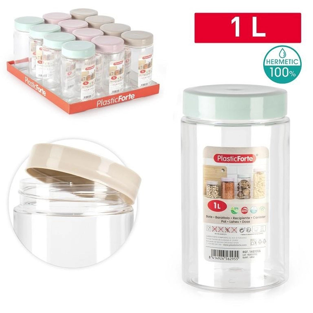 1 Pezzo Barattolo da Cucina Multiuso in Plastica Montecarlo 1 Litro 3 Colori