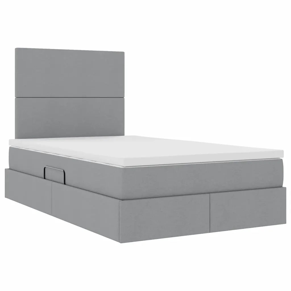 Letto con contenitore e LED con led Grigio chiaro 120 x 200 cm