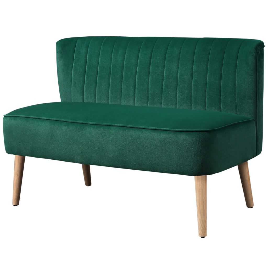 Divano 2 Posti Retrodesign ¨C zephmum ¨C Legno, Verde Scuro, 117x56.5x77