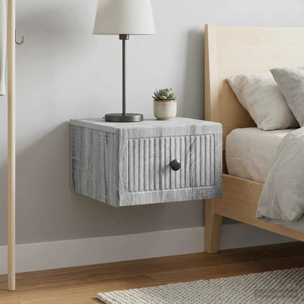 Mobiletto da notte a muro 2 pcs Grigio Sonoma 33 x 34,5 x 20 cm 897928