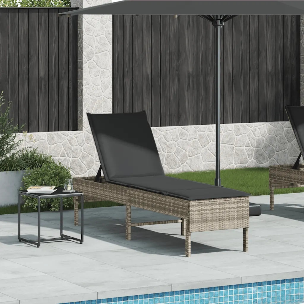 Lettino Prendisole | Sdraio da giardino | Lettino da sole con Cuscino Grigio Chiaro 55x200x44 cm