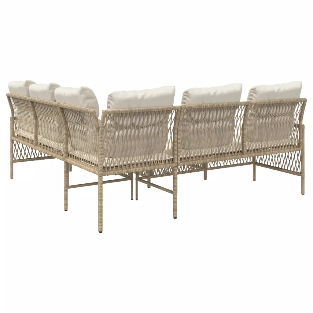 Set Divani da Giardino 2 pz | Set Salotto da Giardino con Cuscini Beige in Polyrattan