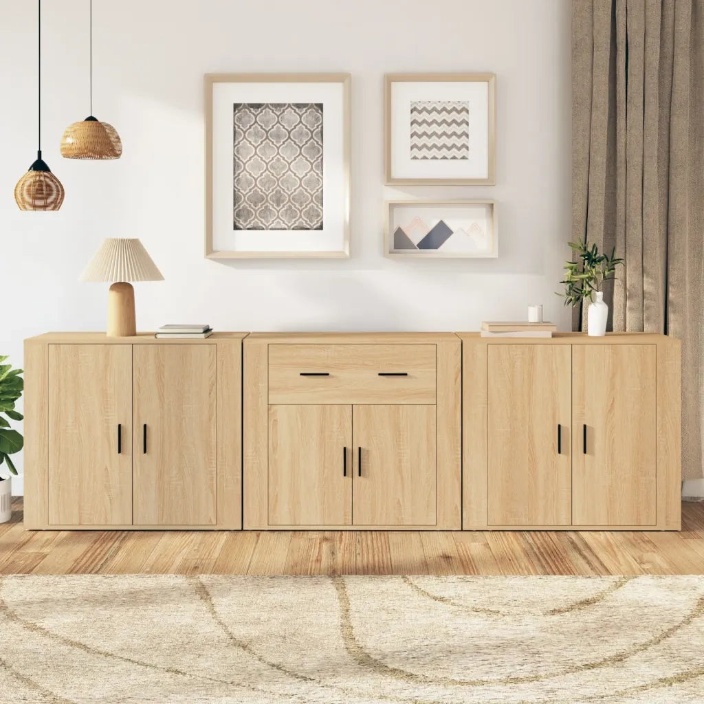 Credenze 3 pz Rovere Sonoma in Legno Multistrato 3185418