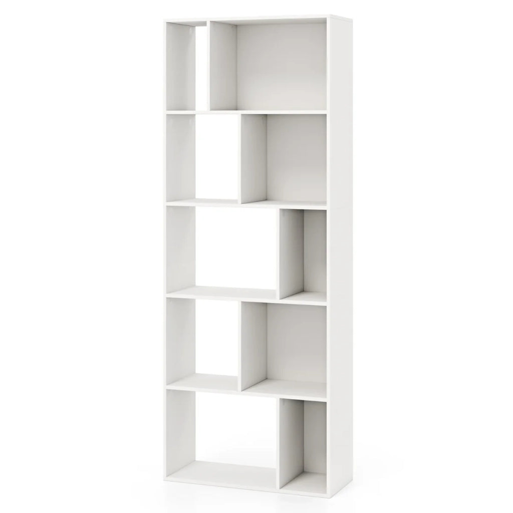 Libreria a 5 ripiani 60 x 25 x 160 cm con 10 scomparti finitura antischiuma moderna e funzionale legno bianco 20_0010730